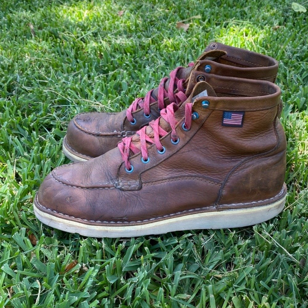 Danner Bull Run Lux Sunstone Leather Moc Toe Work Boots Mens 9 Brown 31660
